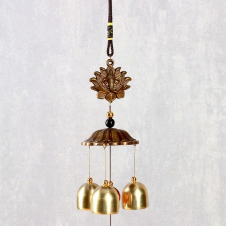 Wind Music Metal "Ganesha in the lotus" 3 bells 40 cm-1