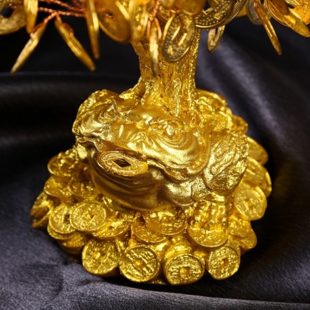 Bonsai Cash tree "Golden toad on coins" 90 coins 18.5x18x9.5 cm-4