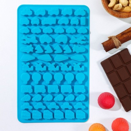 Form for marmalade Dailyan "Transport", silicone, 21 × 12.5 × 1 cm, 64 cells, color mix