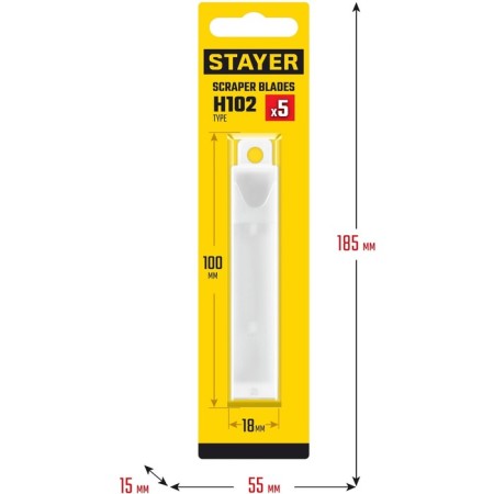 Blade for the STAYER 08515-S5_Z02 scraper, for scraping 08515, 100 mm, 5 pcs.-1
