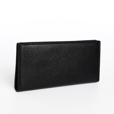 Male purse without fastener, department for bills, for maps, for coins, black color-1