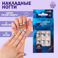 Fluid hardware, 24 pcs, adhesive plates, square shape, white/turquoise color