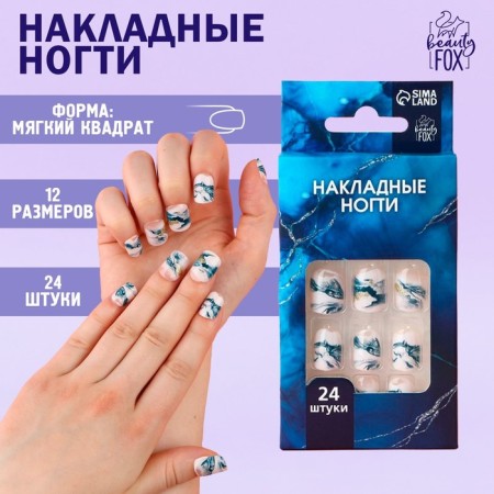 Fluid hardware, 24 pcs, adhesive plates, square shape, white/turquoise color