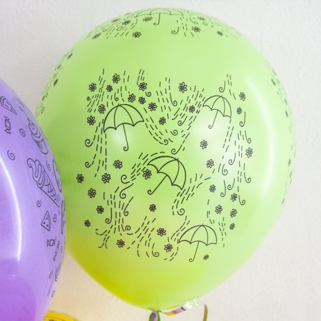 Shar Latex 12 ’’ “Happy Birthday! Fashionable pattern ", pastel, 5-hand, set 25 pcs., Mix-3