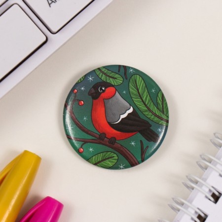New Year of the setting icon d = 35 mm "Bullfinch" 6.5x6.5 cm-2