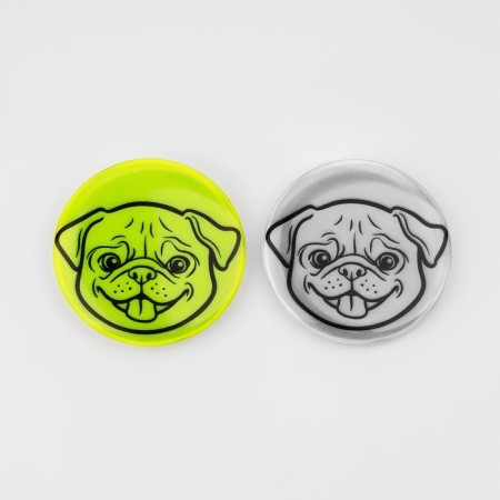 The reflective icon "Muzzle of the pug", D = 5.8 cm, color mix-6