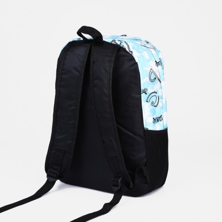 Young backpack from textiles on lightning, 3 pockets, blue color-3