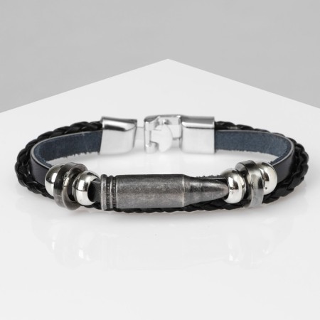 Bracelet Unisex "Style" bullet, black color with silver, 21.5 cm-2