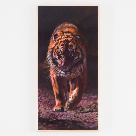 Bengal Tiger backgammon, wooden board 50 x 50 cm, with a field for playing checkers