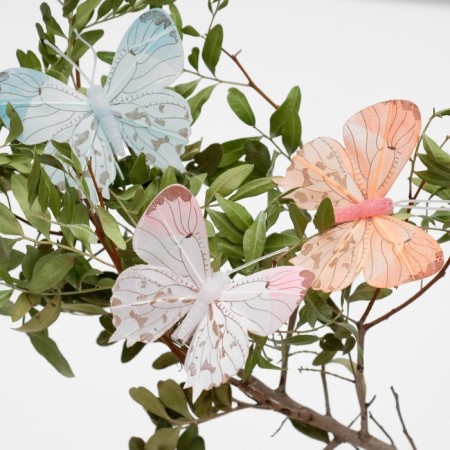 A butterfly for decor and floristry, on a clothespin, plastic, mix, 1 pc., 7.5 x 7 x 1 cm-1