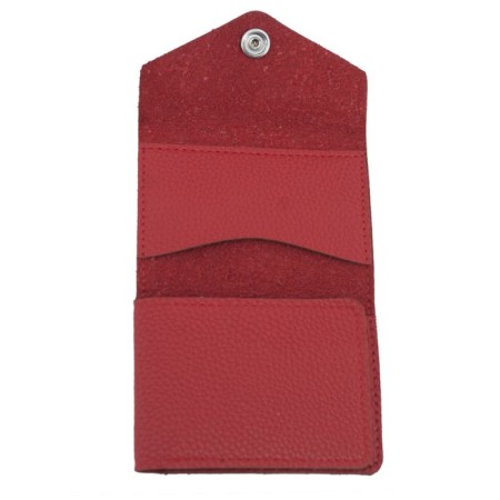 Cartholder, genuine leather, red 10x8.5x1.5 cm-1