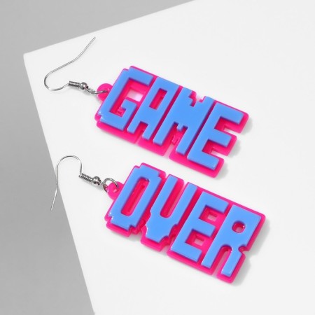 Acryl Earrings Game Over, the color is pink blue in silver-1