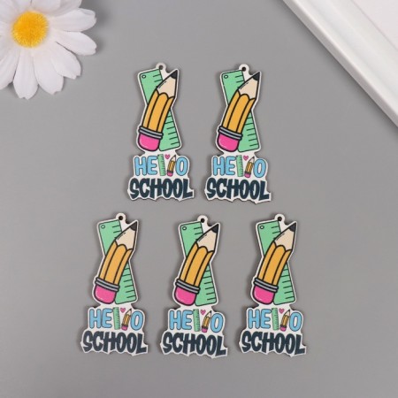 Decor for creativity tree "Rulery and pencil" set of 5 pcs 5.7x2.7x0.3 cm-2