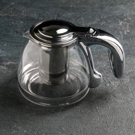 Glass teapot "Steel", 1 l, with a metal sieve