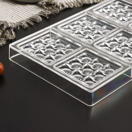 Form for chocolate and sweets Konfinetta "pop-ith", plastic, 6 cells, 27.5 × 17.5 × 2.5 cm, cell 7 × 7 cm, transparent-1