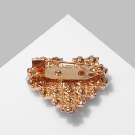 Brooch "Heart" Pearl half, white color in gold-1