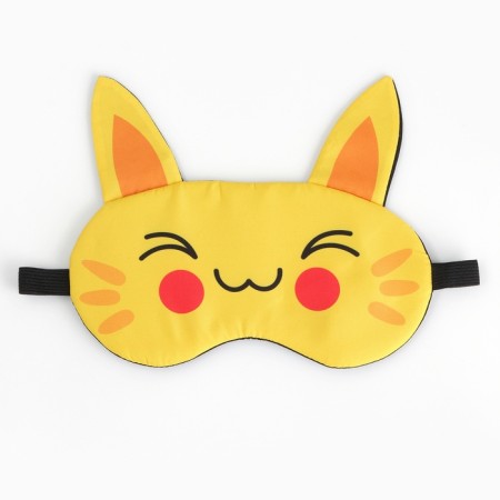 Mask for sleeping with ears "Kotik", 19.3 x 15 cm, yellow color