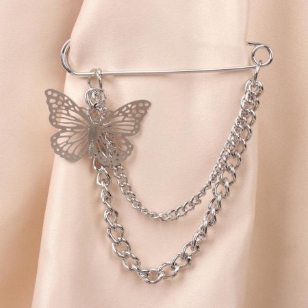 Pin "butterfly" with chains, color silver