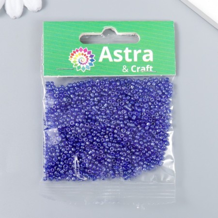 Beads "Astra" 11/0, 20 g (108 blue/transparent, glossy)-2