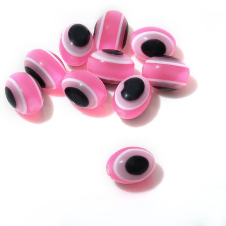 The bead "Eye" is oval, 1.2 × 0.9 × 0.9, (set 10 pcs.), The color is bright pink-1