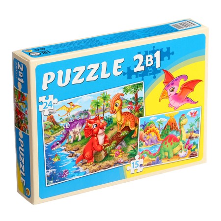 Maxi-Puzzles 2 in 1 "World of dinosaurs No. 50", 15 and 24 elements