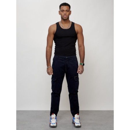 Cargo jeans men, size 46-48, dark blue color