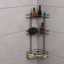 Bathroom shelf for 3-long NATIVE, 175 × 175 × 562 mm, black matte color