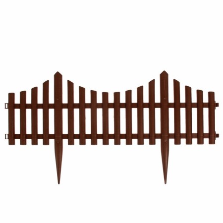 Decorative fence, 30 × 300 cm, 5 sections, plastic, brown, Greengo-7