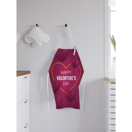 Kitchen apron with a photo print "Happy Valentine’s Day", adjustable, size OS-1