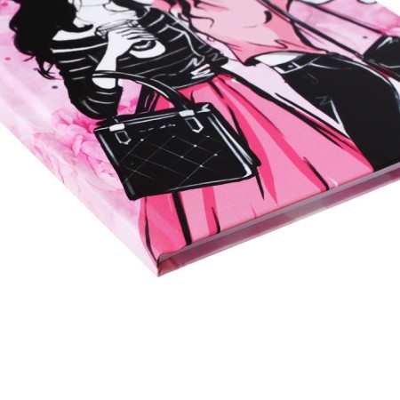 College-wiper in a solid cover 7BC, A5, 64 sheets, stylish girl, cage block, glossy lamination-2