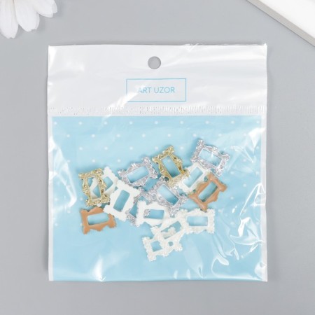 Decor for creativity plastic "Rectangular frame" Faspery 15 pcs mix 1.6x1.1 cm-3