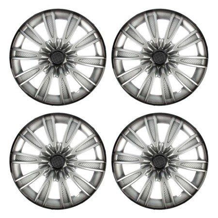Wheel caps R14 Tornado, silver-black carbonate, set 4 pcs.