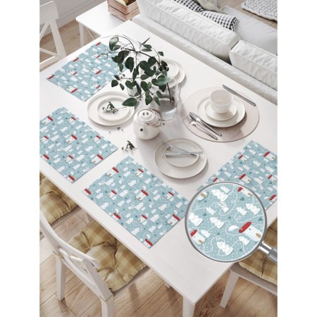 A set of napkins for setting the Snow Settlement table, rectangular, size 32x46 cm, 4 pcs-1