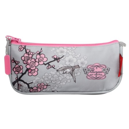 Frame backpack 39 x 29 x 17 cm, Across 410, filling: bag, pencil case, gray/pink ACR22-410-11-12