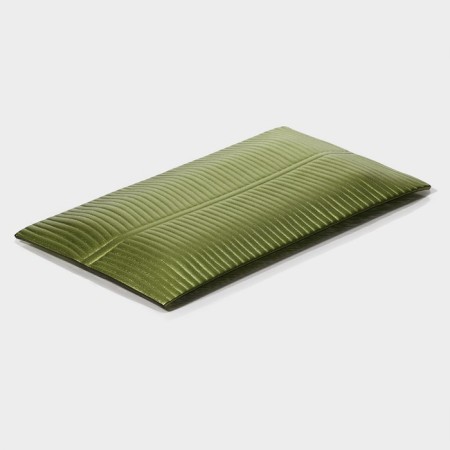 Glass plate Magistro "Paporotnik", 31.5 × 16.5 × 2 cm, green color-2