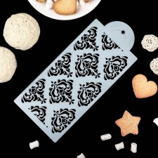 A stencil for baking and applying the Baroque esing, 23 × 10 cm