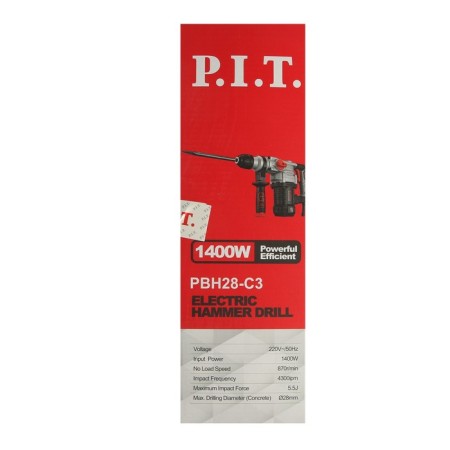 Perforator P.I.T. PBH28-C3, 1400 W, 5.5 J, SDS+, 4300 FP/min, 3 modes, case-12