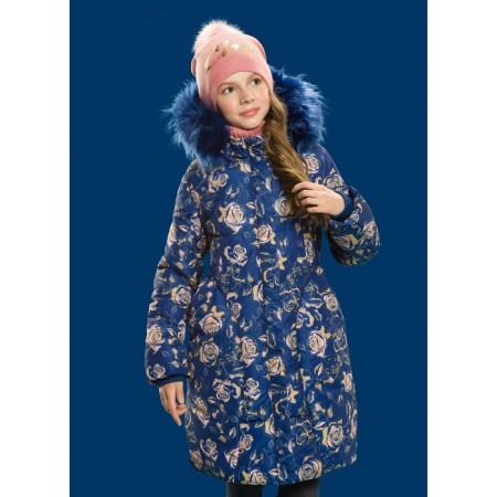 Coat for girls, height 158 ​​cm, dark blue color-3