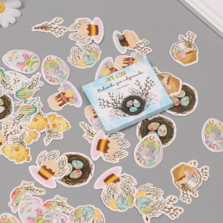 Stickers for creativity "Feast of Light Easter" embossing gold set 48 pcs 9x7x0.8 cm