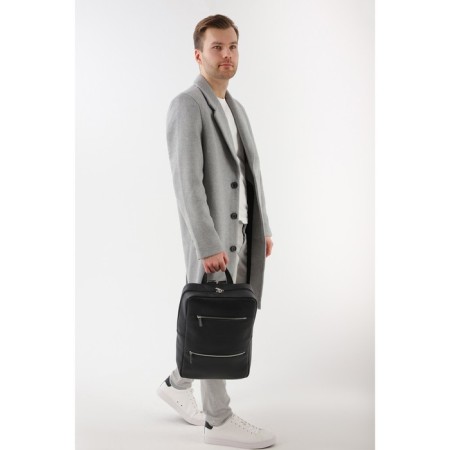 Male backpack made of genuine leather with lightning, igermann, black color-4