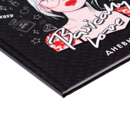 Diary for grades 5-11, "Girl with glasses", solid cover 7BC, matte lamination, selective varnish, 48 sheets-2