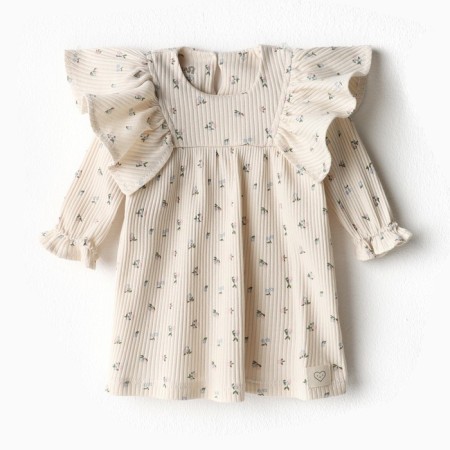 Dress with DL. Sleeve crumb I Wildflowers, height 80-86 cm, beige