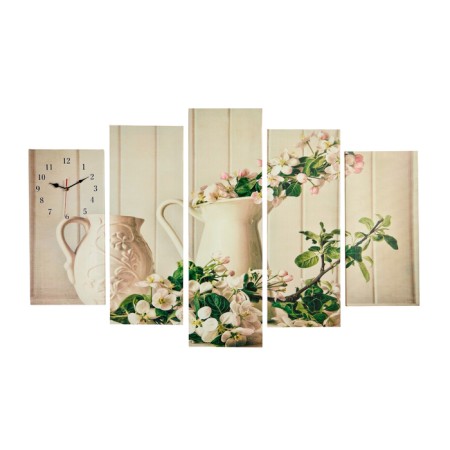 Carty clock is wall-mounted, modular "vase with flowers", silent, 80 x 140 cm