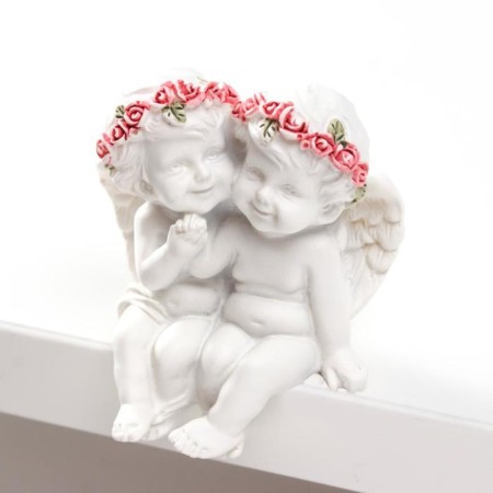 Polystone souvenir "Snow -white angels in pink wreaths, they have mercy" 6x5.5x4 cm-1