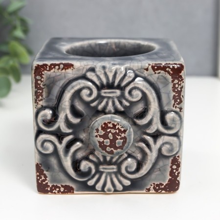 Ceramics candlestick for 1 candle "Plant pattern" MIX 7x9x7.5 cm-3