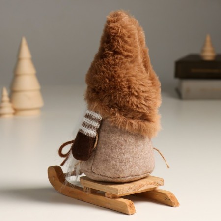 Interior doll "Granny in a fur cap on a sled" 22.5 cm-2