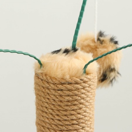 Clawing with three toys, 35 x 35 x 53 cm, beige with black paws-4