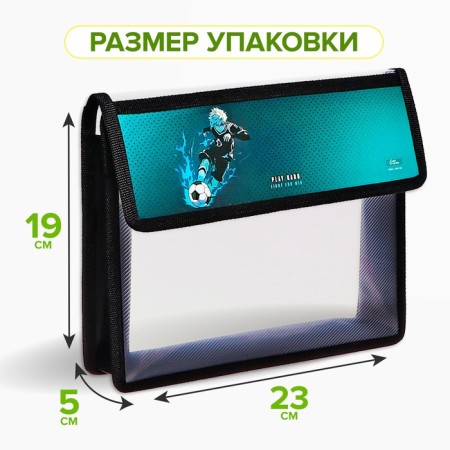 A5 notebook folder (230 x 190 x 50 mm), with Velcro valve, plastic/textiles, calligrata, "anime football"-1