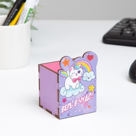 Pencil, "Believe in a miracle!" cat, 6x6x10 cm-1