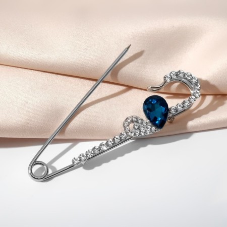 Pin "heart" halves, 7.5 cm, white blue in silver-3